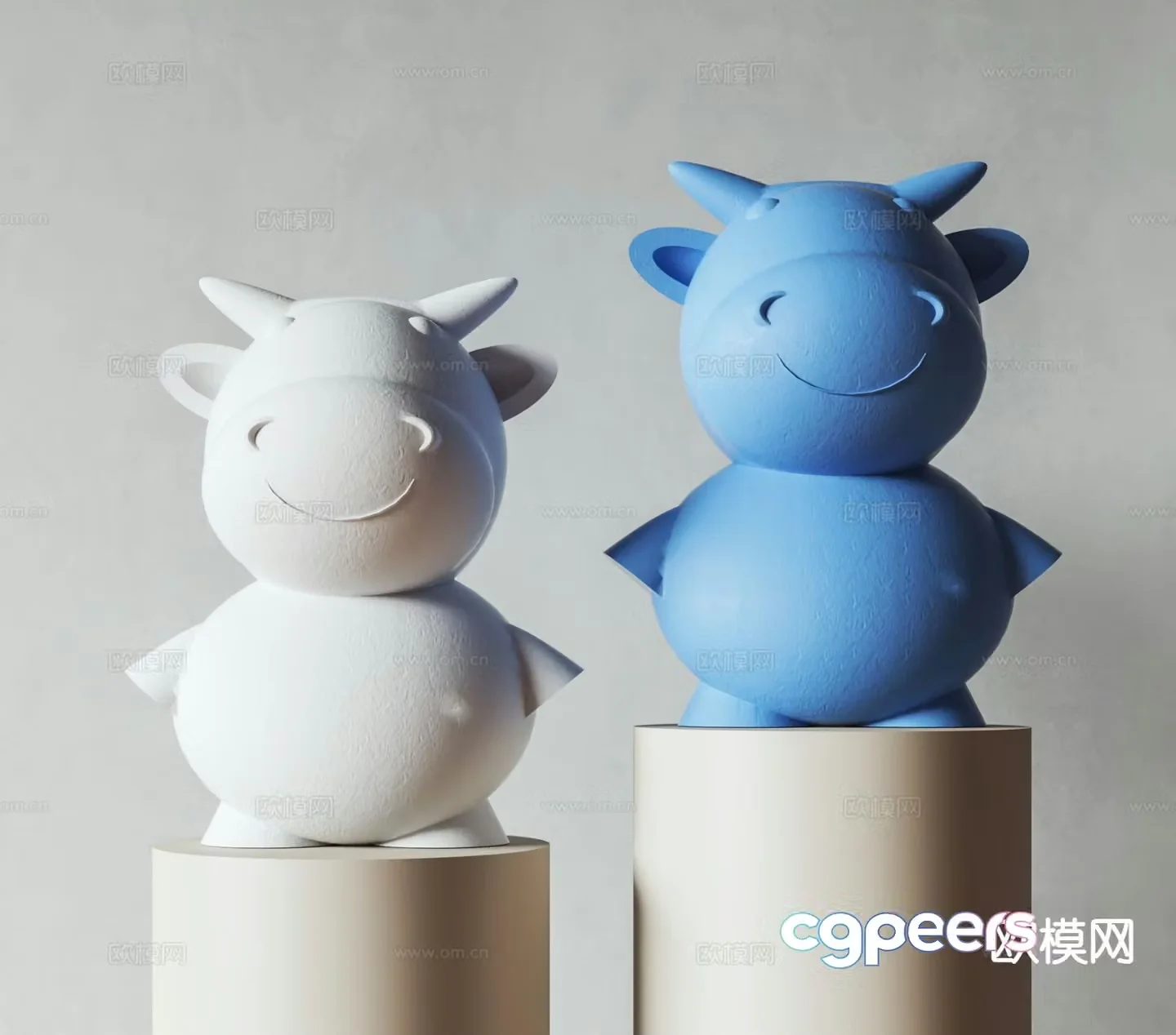 Cow sculpture art ornament 3d model