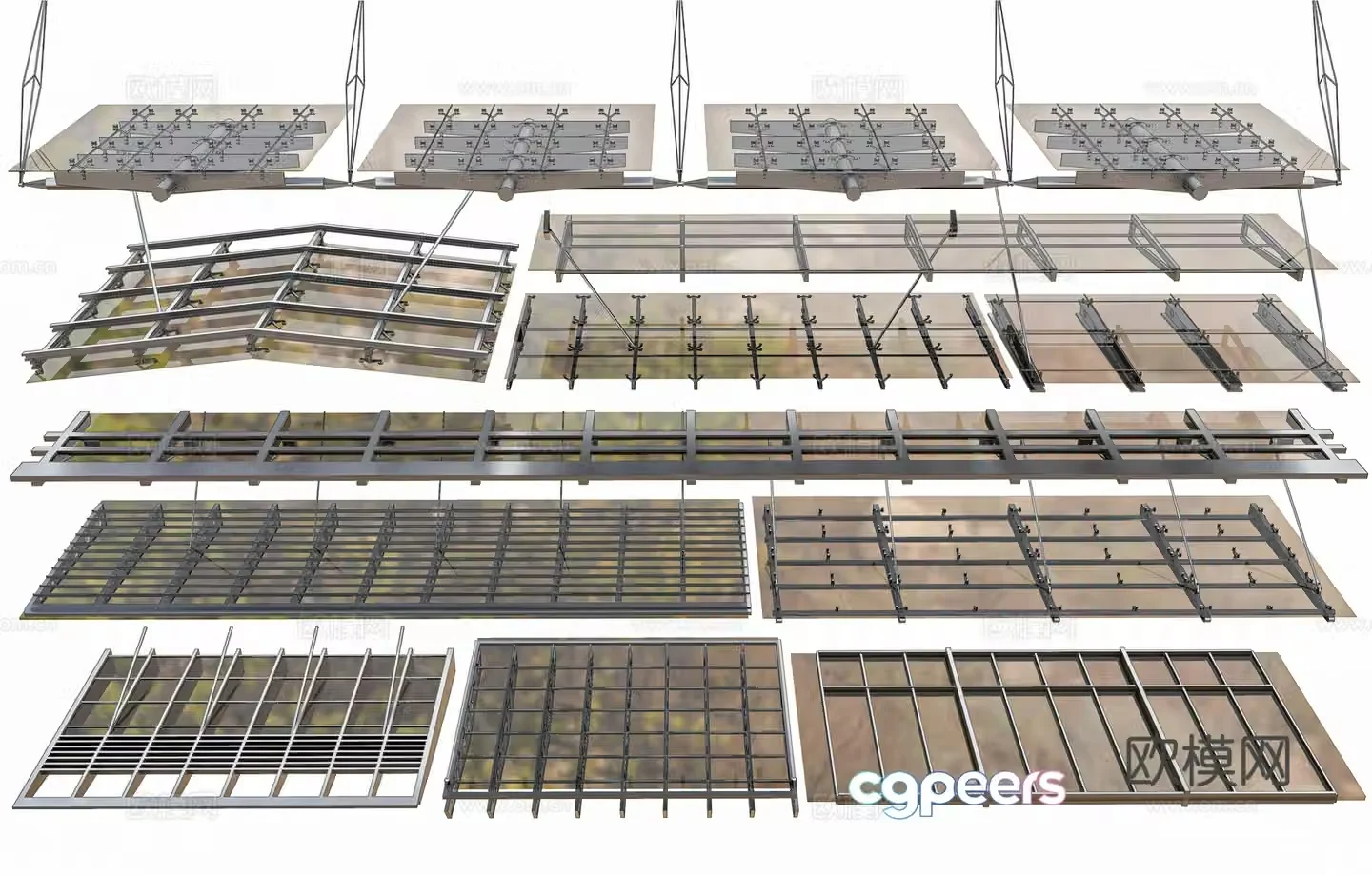 Modern glass canopy steel structure canopy store door canopy aluminum alloy canopy steel structure 3D model