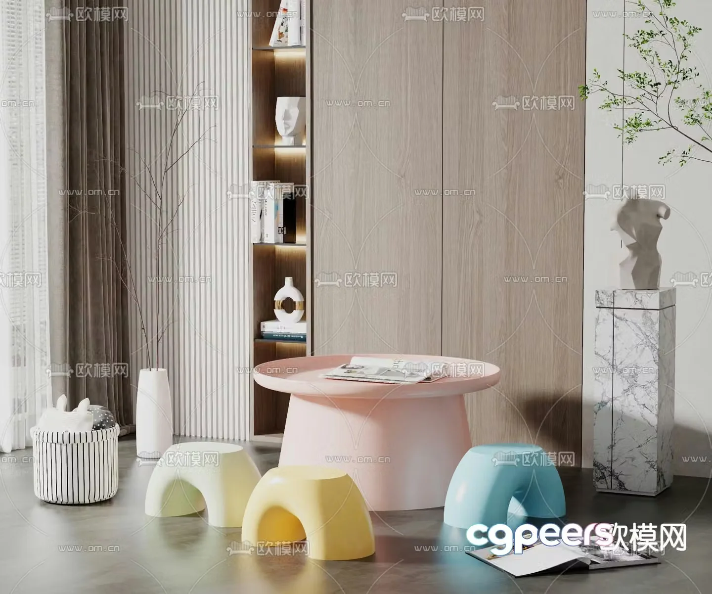 Nordic sugar children’s table and chair 3D model
