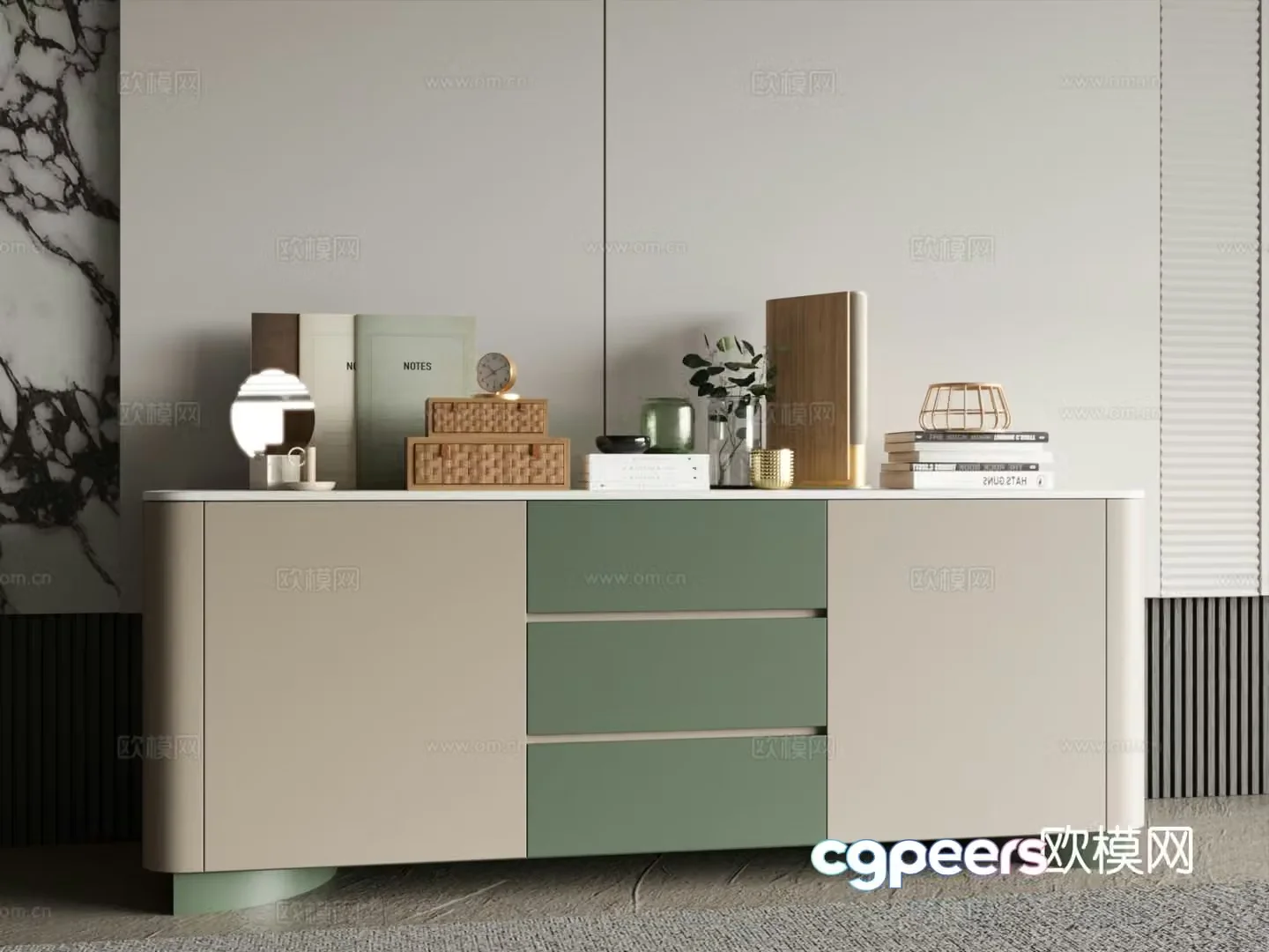 Modern entryway cabinet decorative side cabinet 3d model