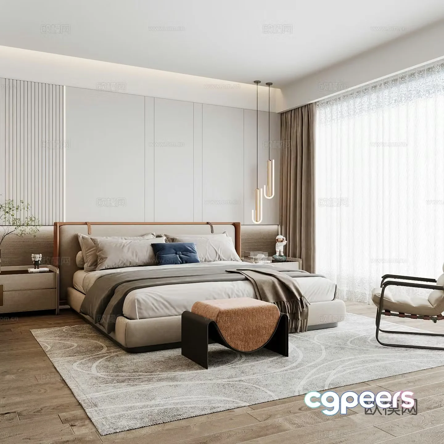Modern home bedroom Modern bedroom Italian bedroom Simple bedroom Italian bed 3d model