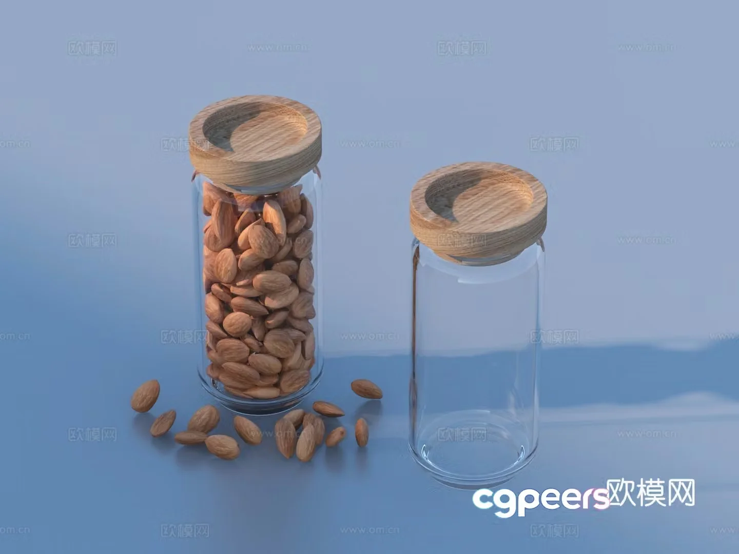 Canned snacks Glass jar Casual snacks Dried fruits Almonds Candy 3D model