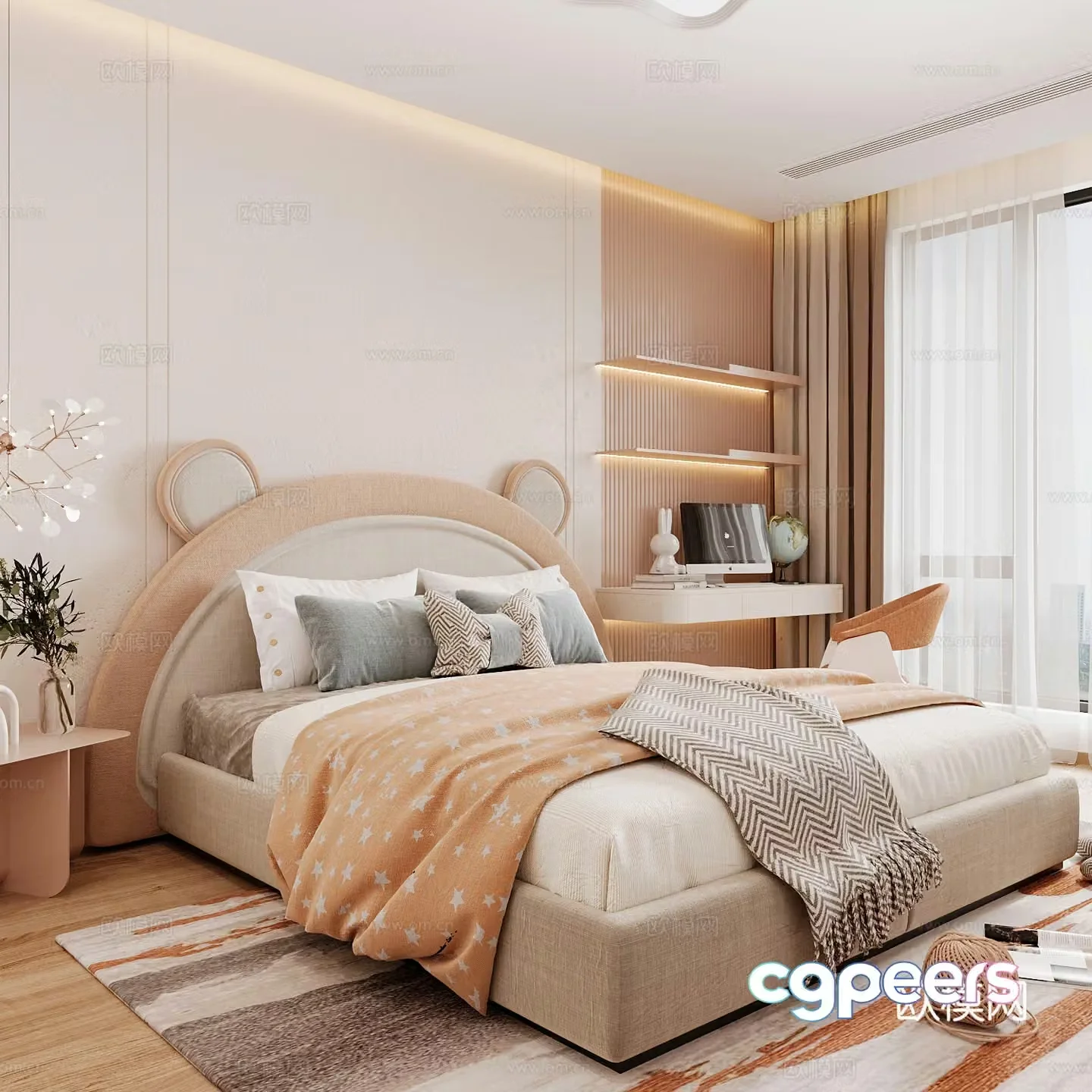 Modern children’s room girl’s room 3d model