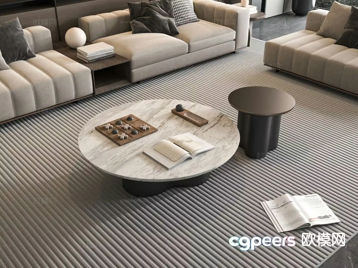 Modern double coffee table 3d model
