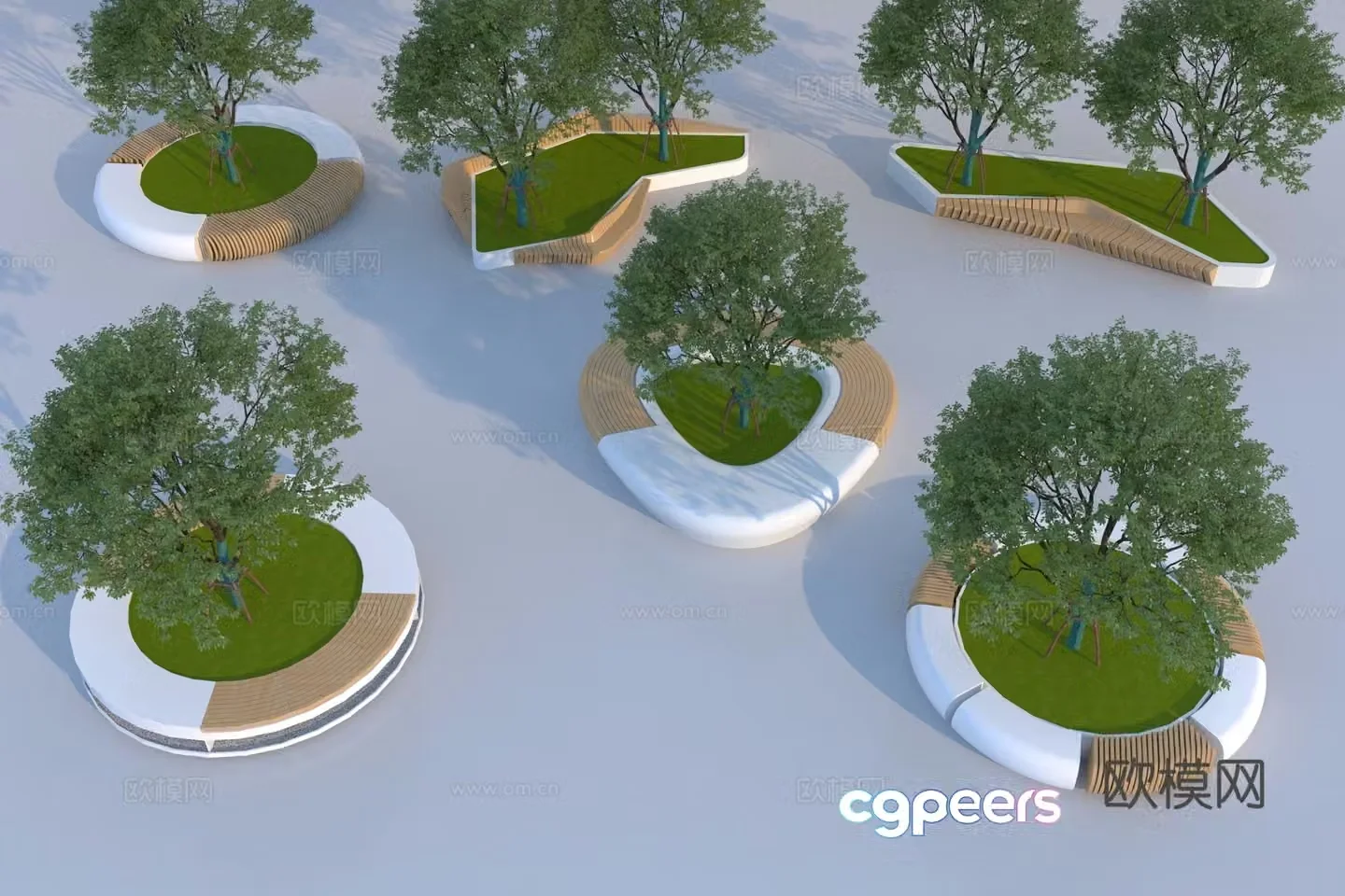 Modern landscape tree pool 3d model