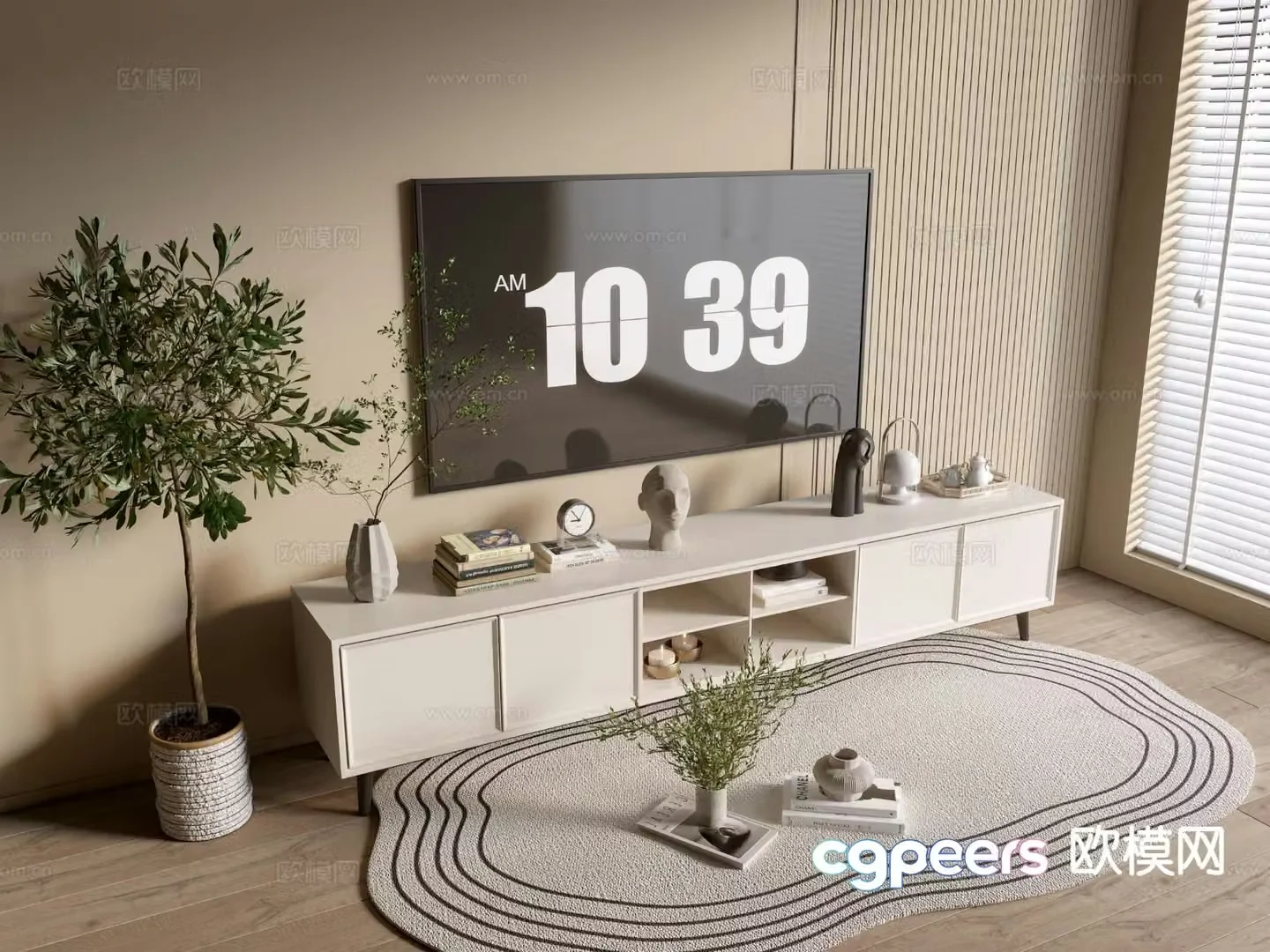 Cream style TV cabinet 3d model
