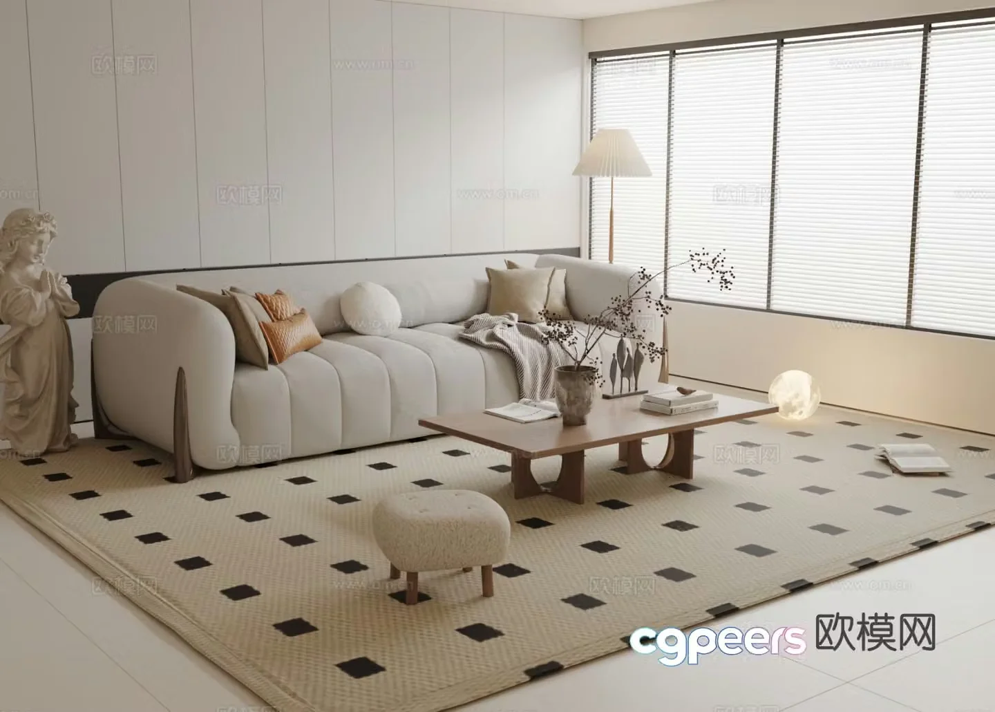 Cream style sofa modular sofa 3d model