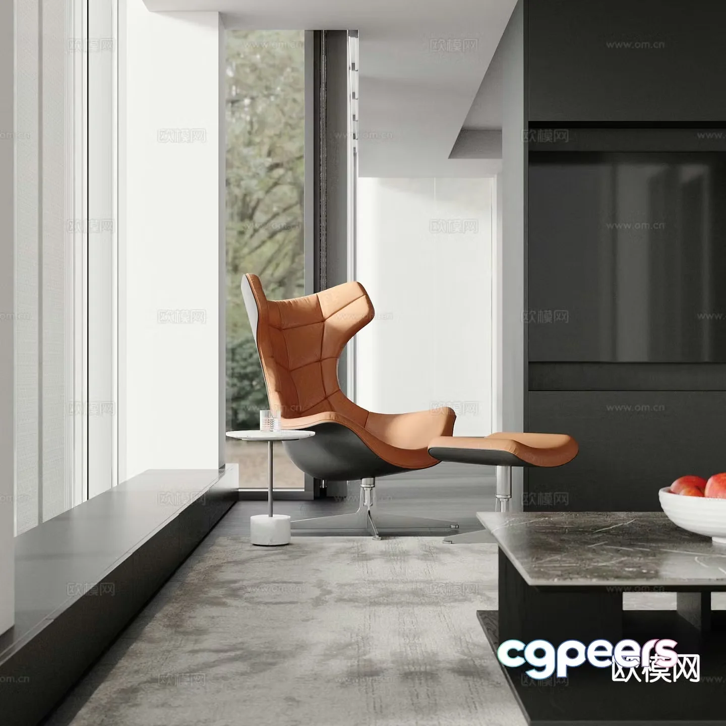 Modern leisure chair footrest 3d model
