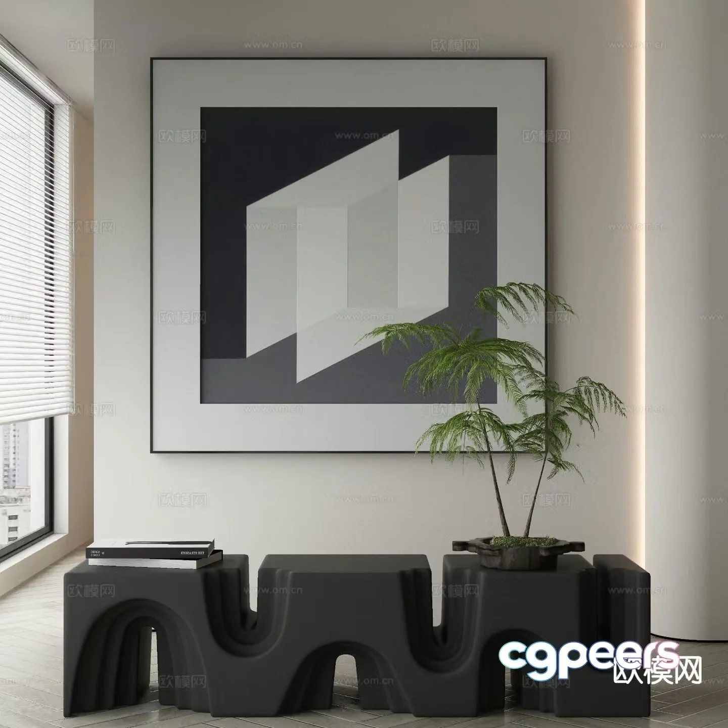 Modern texture painting decorative painting 3d model