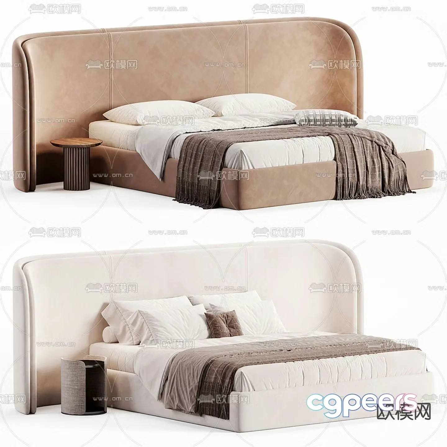 Modern double bed 3d model