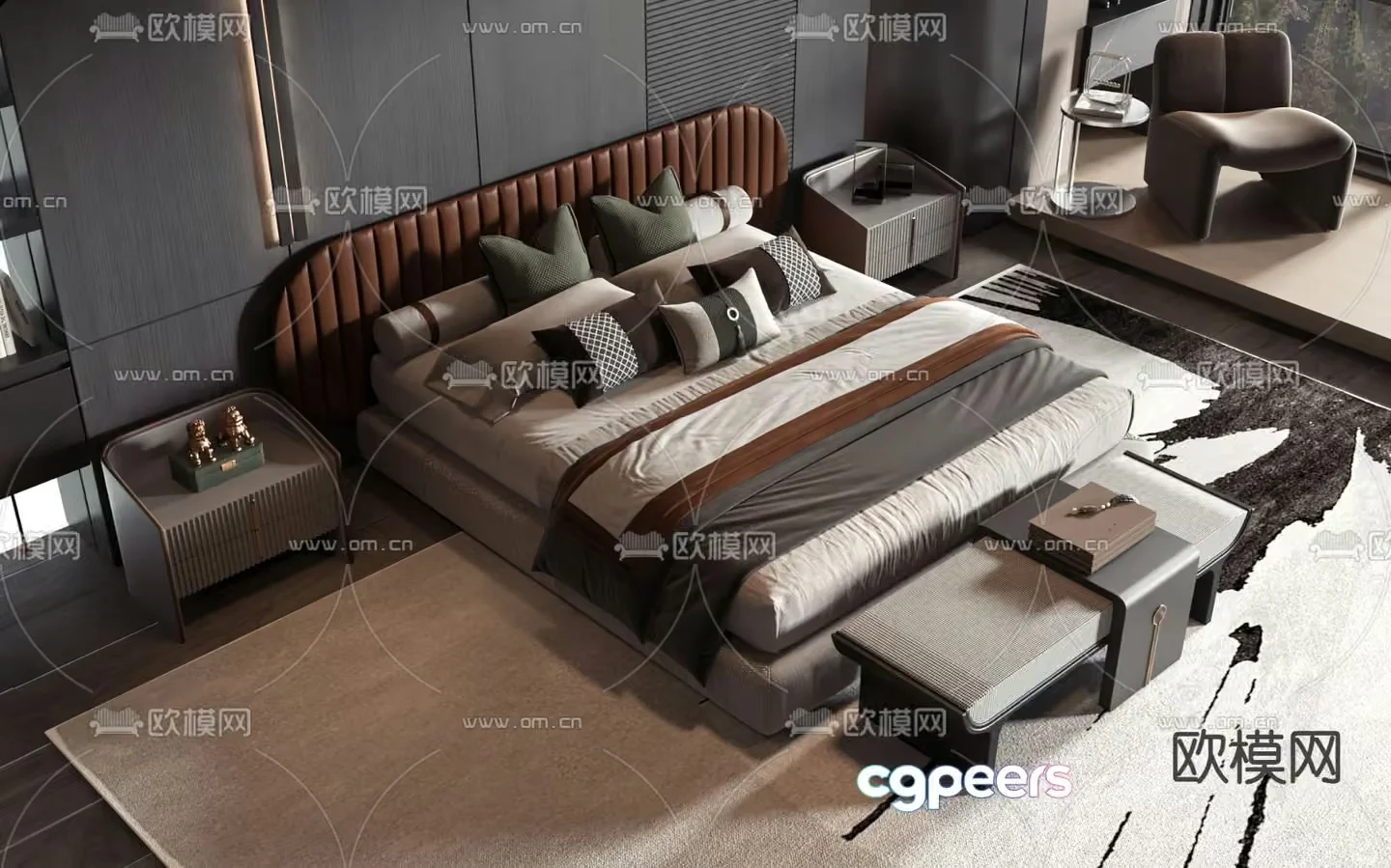 Modern Bedroom Design 3D Model – 15417 – VRAY Render