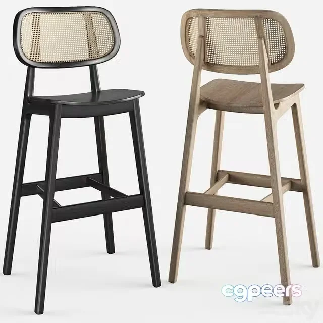 3ds Max Free – Cane wood restaurant bar stool
