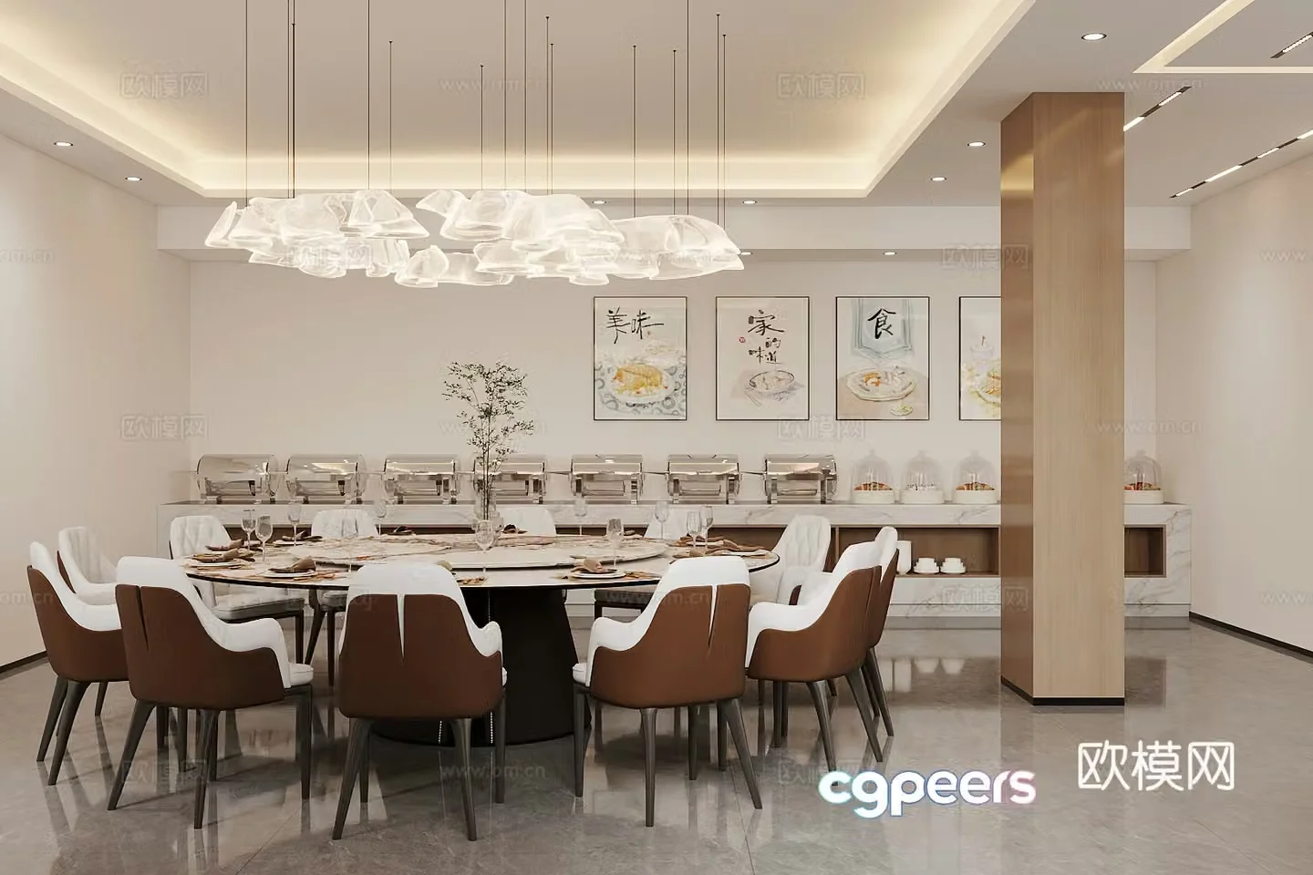 New Chinese-style private room Chinese restaurant private room 3D model