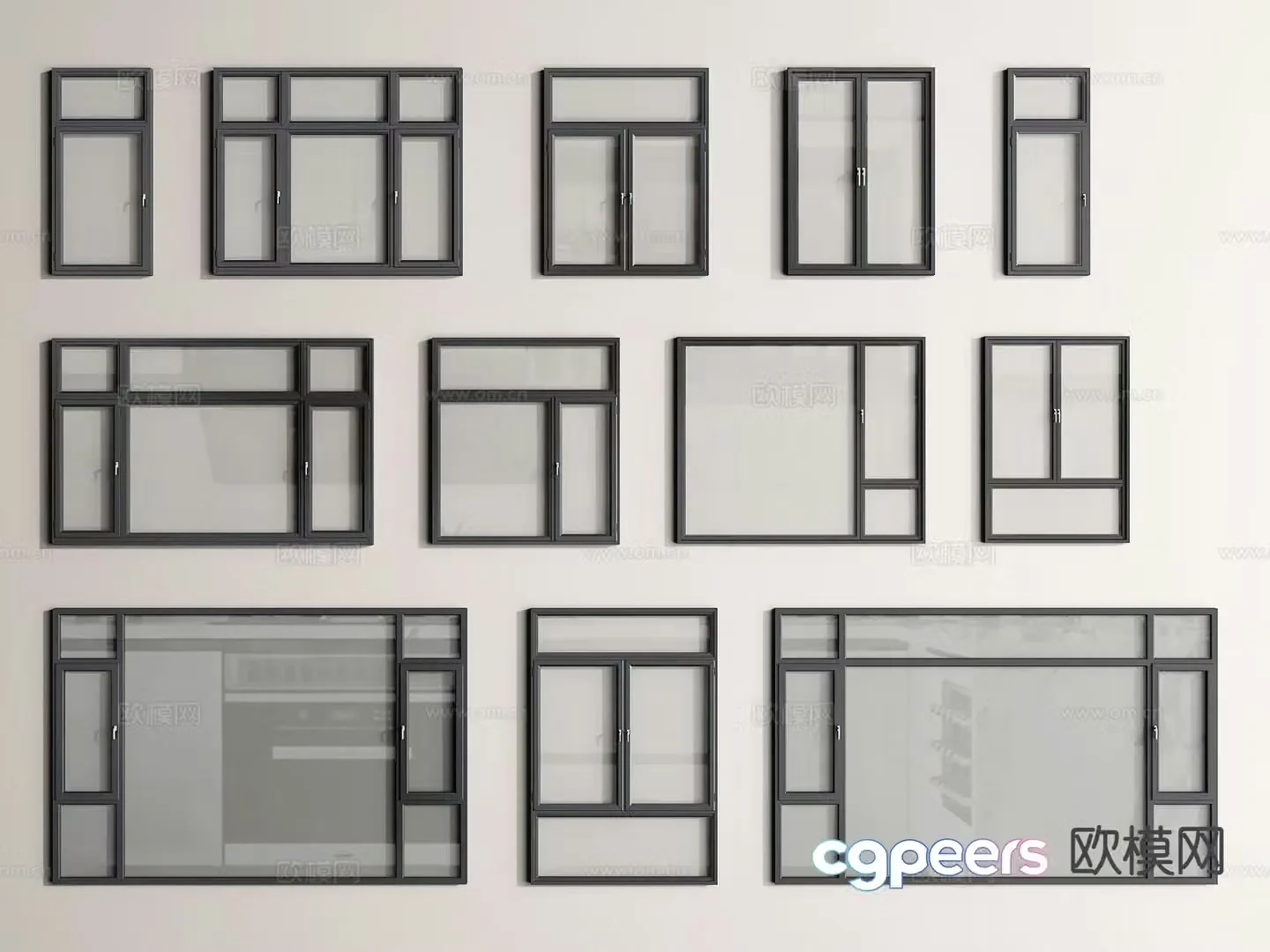 Modern windows casement windows floor-to-ceiling windows aluminum broken bridge windows 3d model