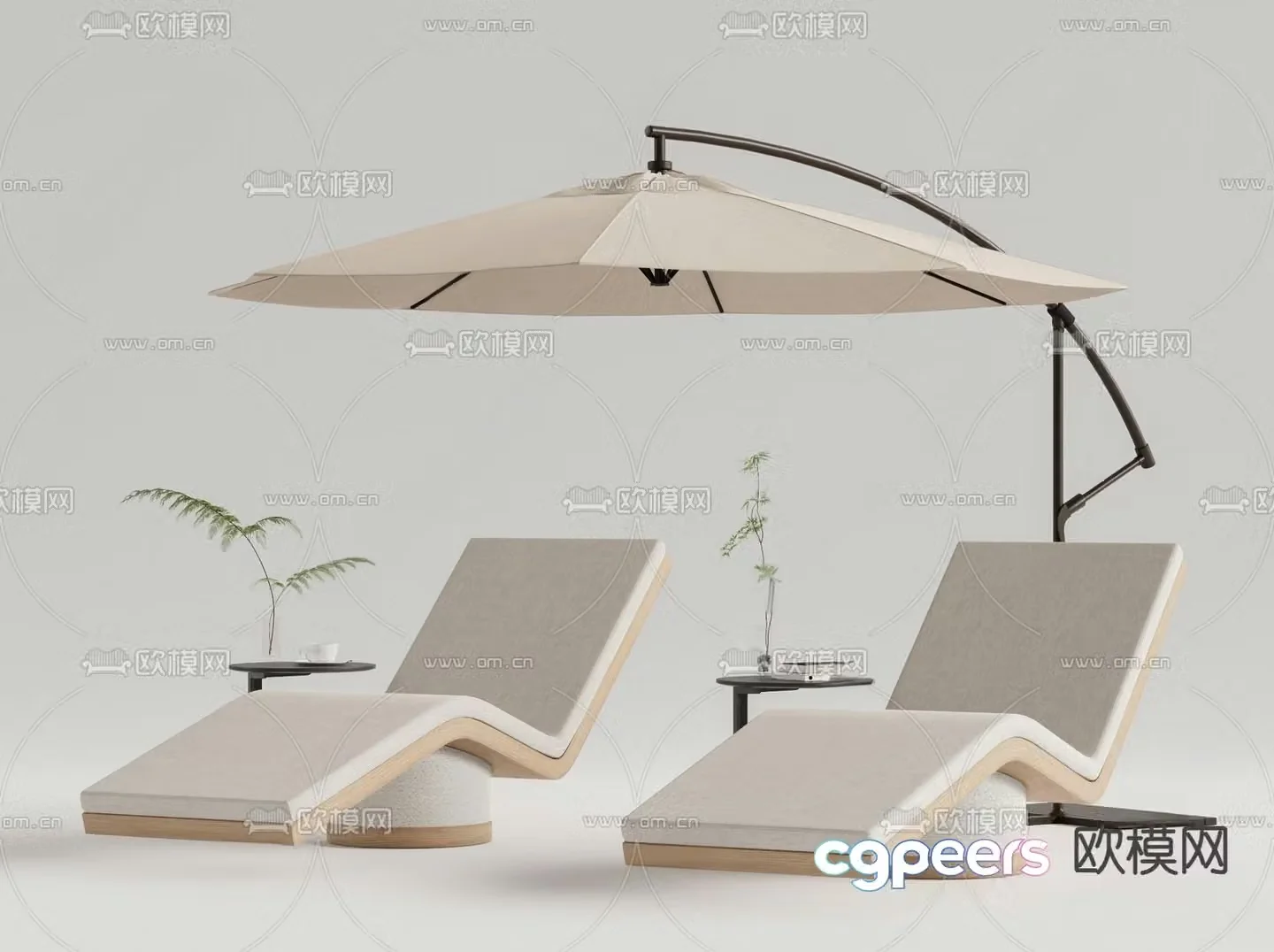 Outdoor lounge chair curved lounge chair 3d model