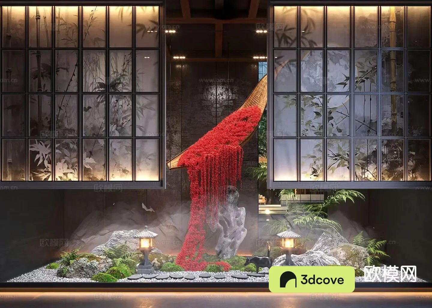 New Chinese style interior landscape moss sketch