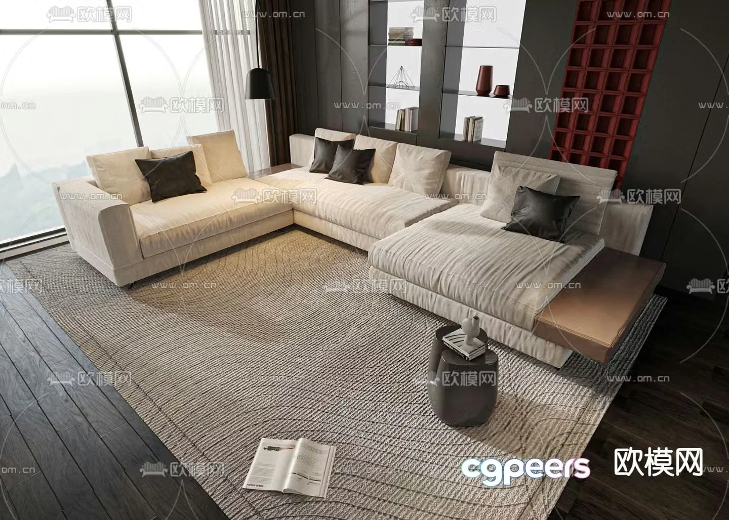Minotti corner sectional sofa 3d model
