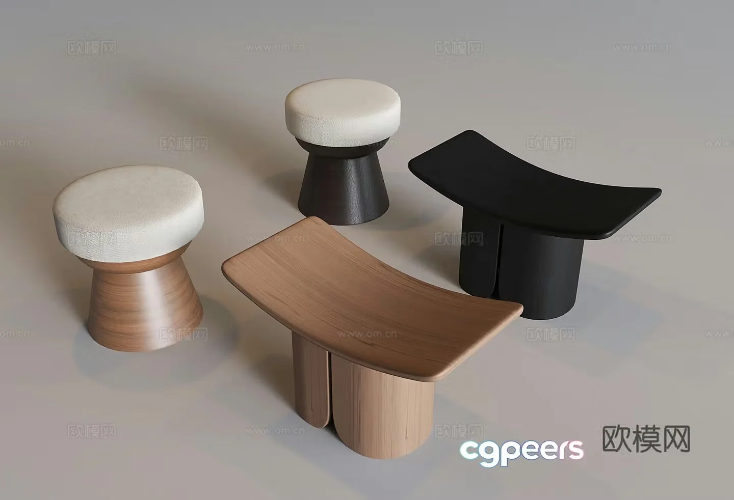 Italian soft bag shoe changing stool medieval style solid wood stool low stool small stool 3D model