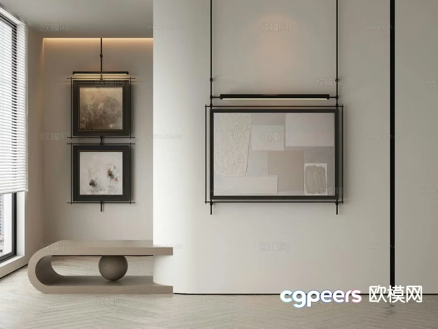 Modern texture painting decorative painting 3d model