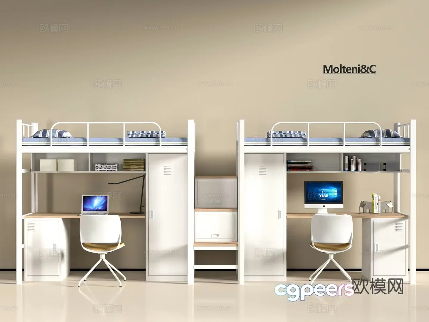 Modern dormitory bed 3d model