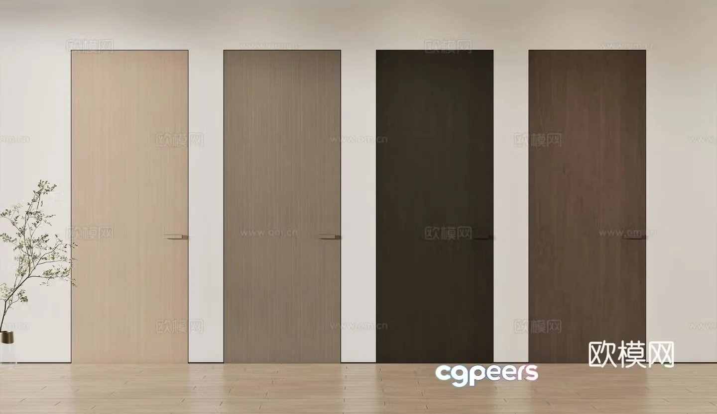 New Chinese style single door room door bedroom door wooden door solid wood door 3d model