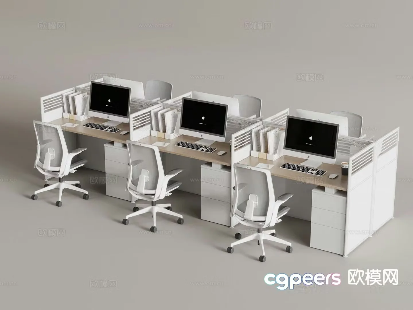 Modern desk work station post 3D model