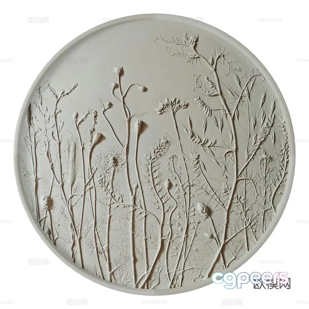 New Chinese-style plant bas-relief gypsum hanging decoration 3D model