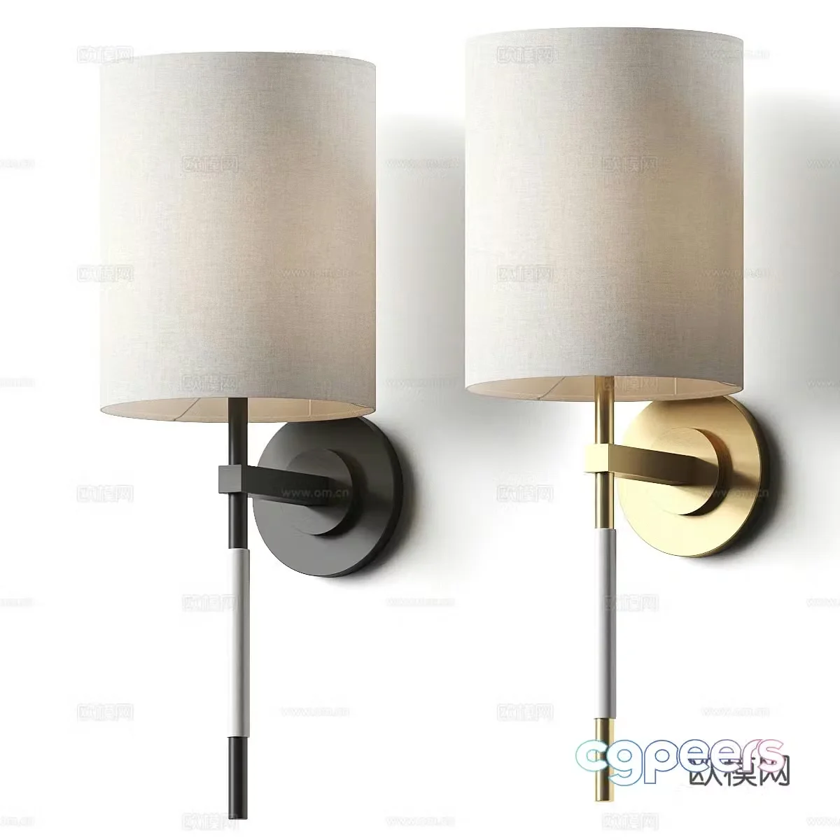 New Chinese style light luxury wall light 3D model
