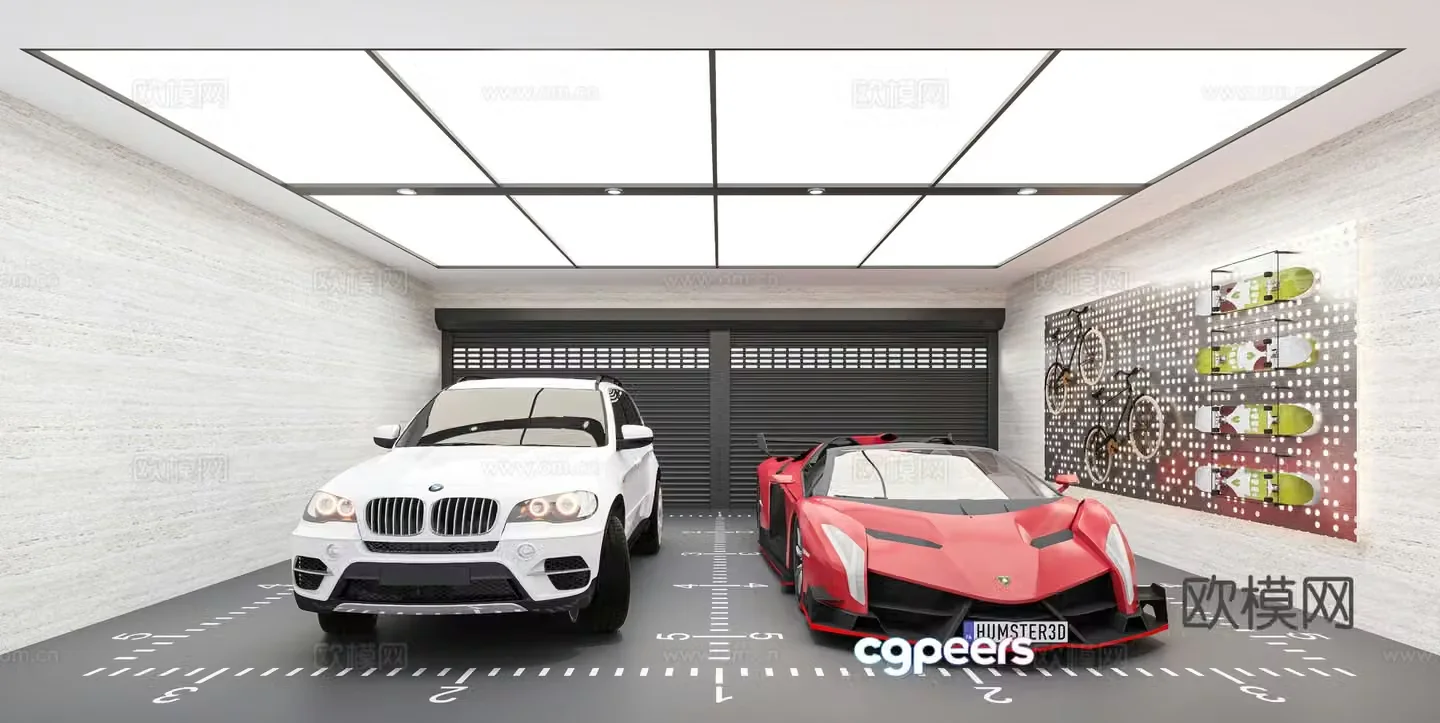 Modern private garage 3d model