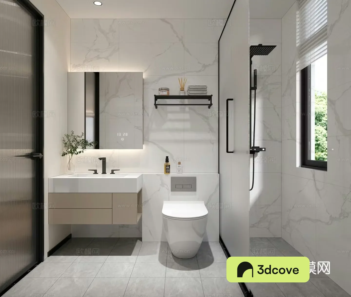 Bathroom Cabinet Bathroom Mirror Toilet Storage Rack Shower