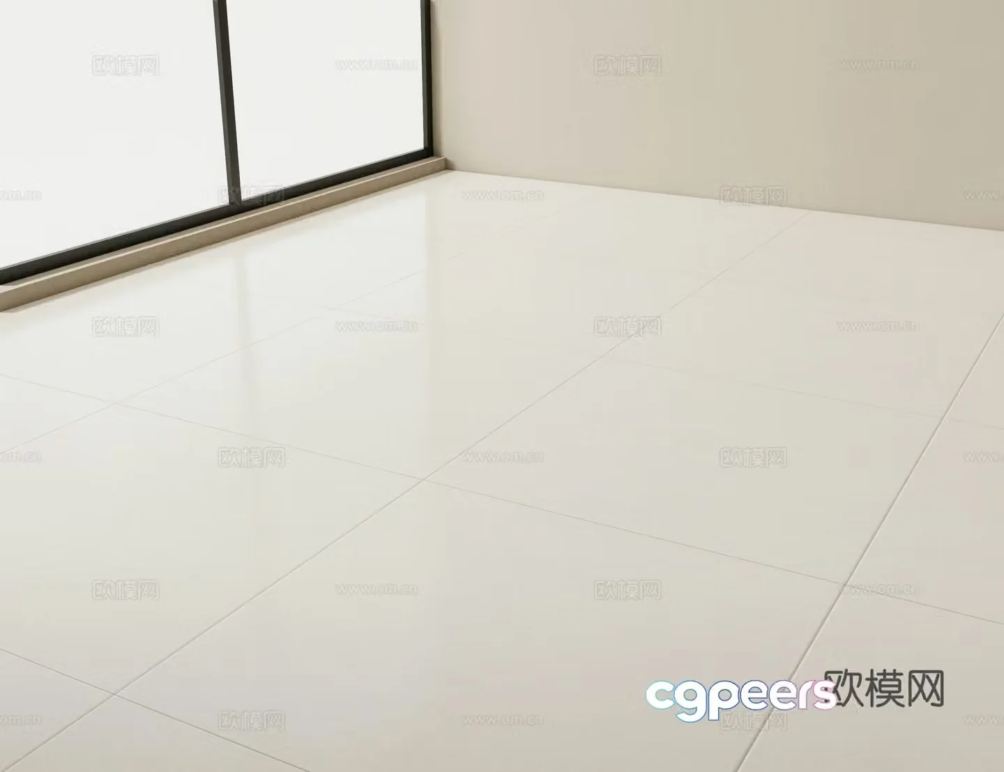 Modern brick off-white floor tiles 3d model