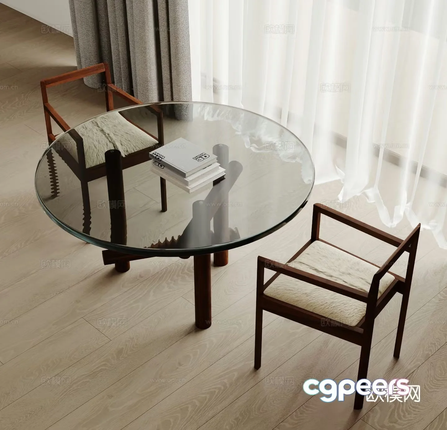 Medieval style dining table and chairs 3d model