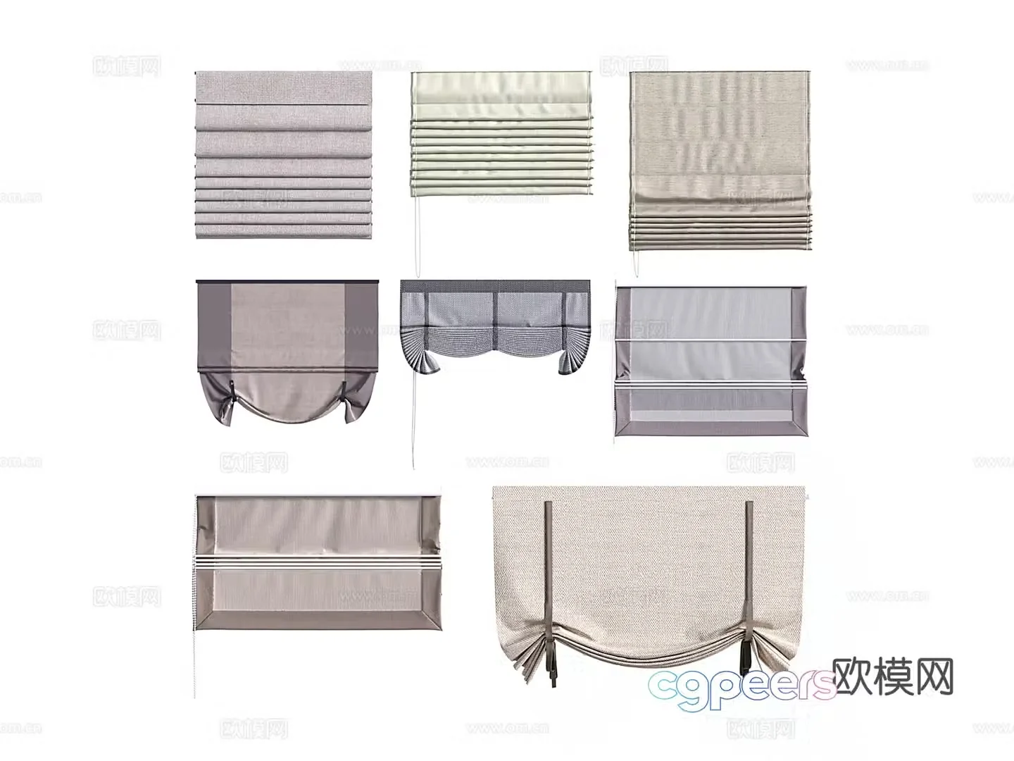 Modern cotton lifting curtain lifting curtain Roman curtain curtain buckle curtain 3d model