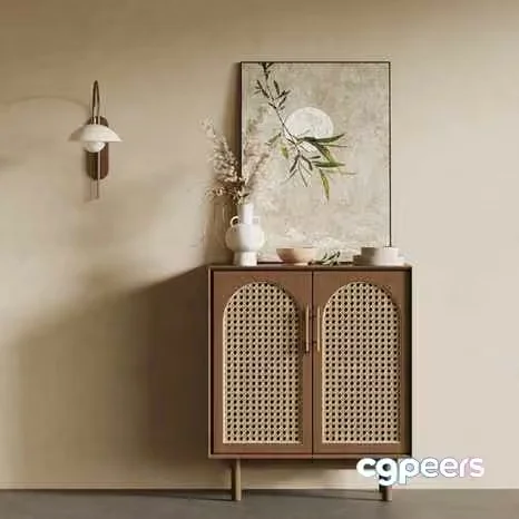 Modern Rattan Cabinet 3D Model – 17619 – VRAY Render