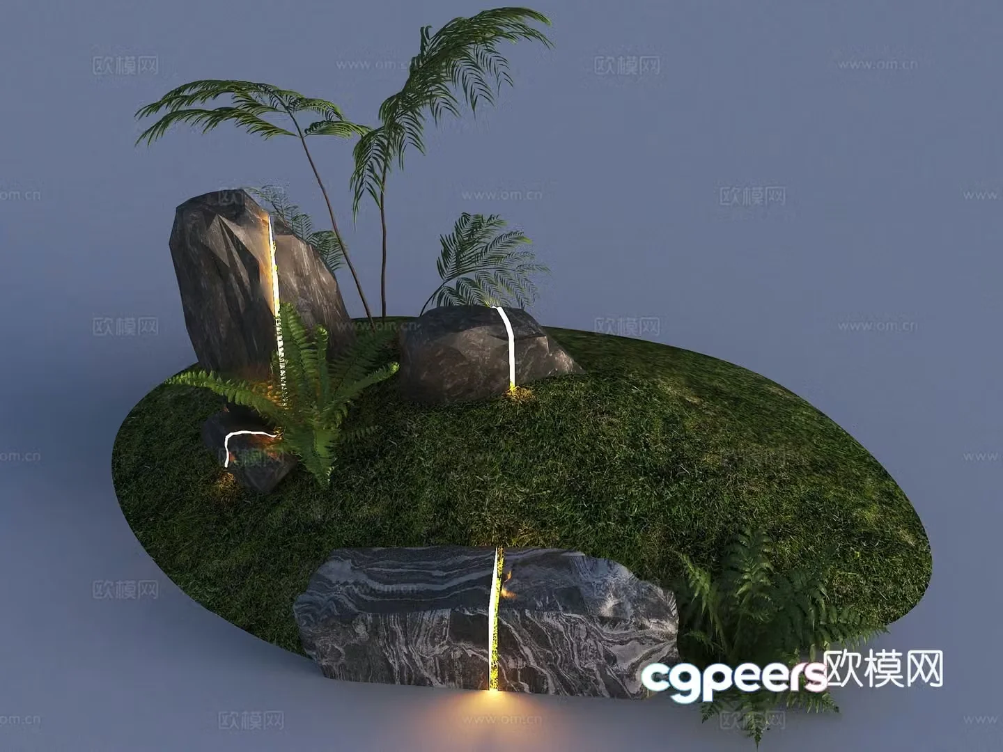 Modern landscape stone luminous landscape stone courtyard stone 3D model