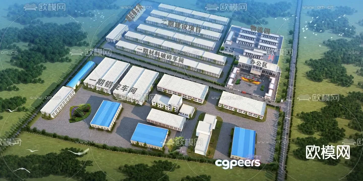 A bird’s eye view of the factory industrial park 3D model