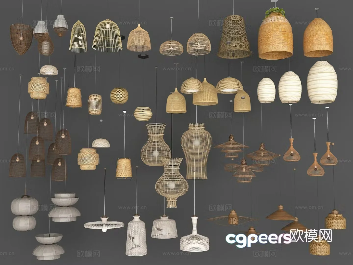 Wabi-sabi bamboo lamp bamboo chandelier bamboo lamp bamboo lamp 3d model