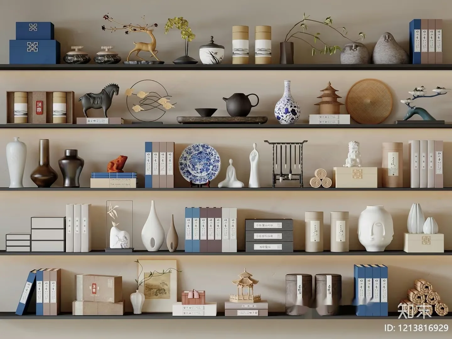 Shelves With Decorative Items 3D Model – 17212 – VRAY Render
