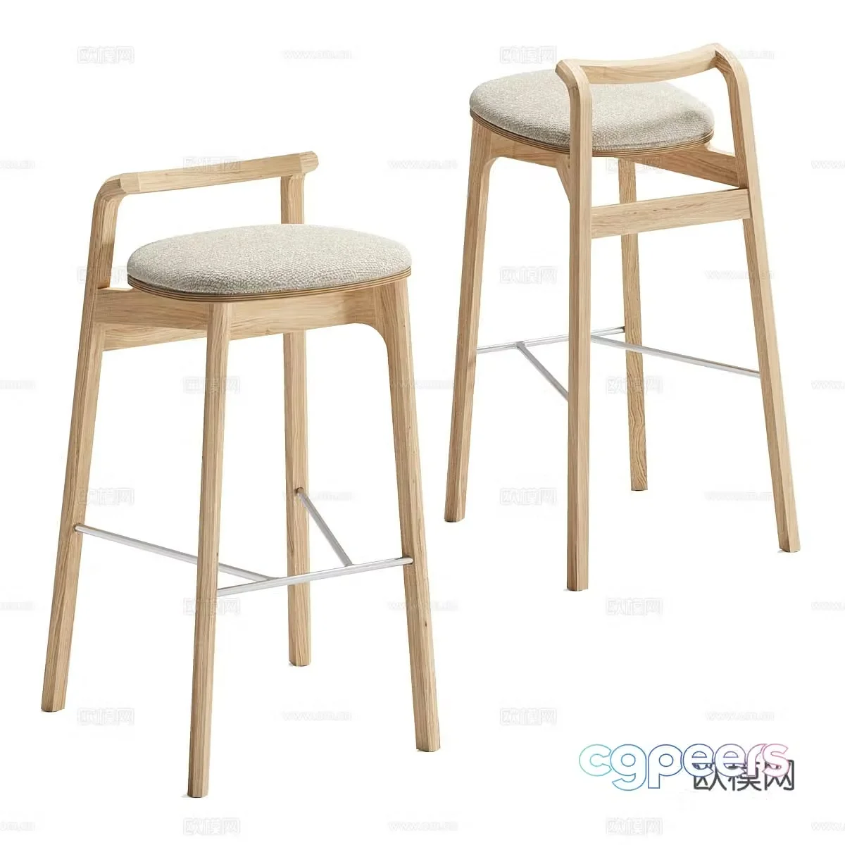 Nordic simple bar stool bar chair 3d model