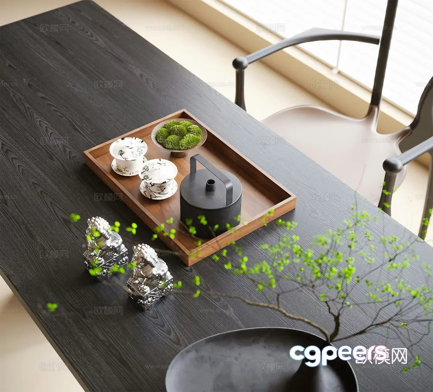 Modern tea set ornaments 3d model