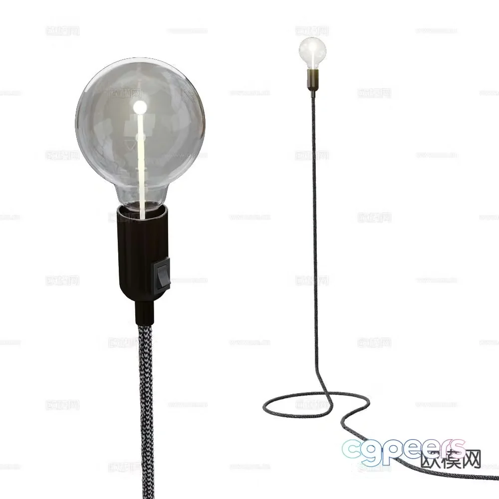 Stockholm minimalist light bulb floor lamp 3d model