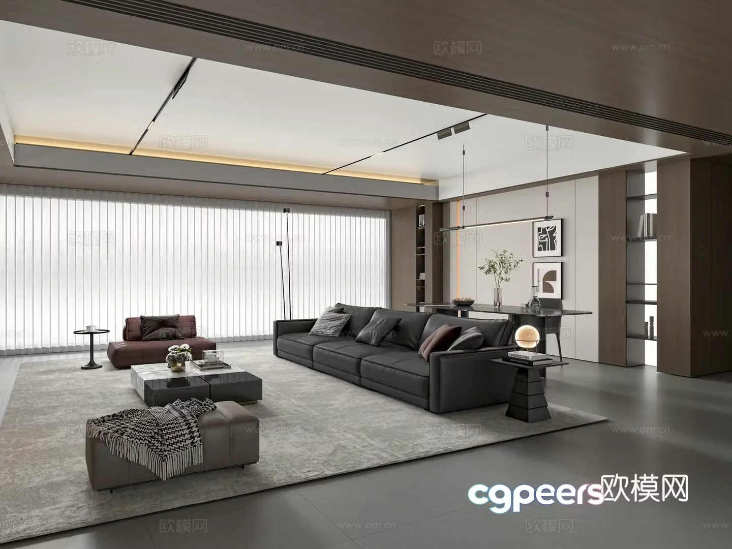 Modern Italian living restaurant Italian sofa coffee table combination Italian dining table and chair 3D model