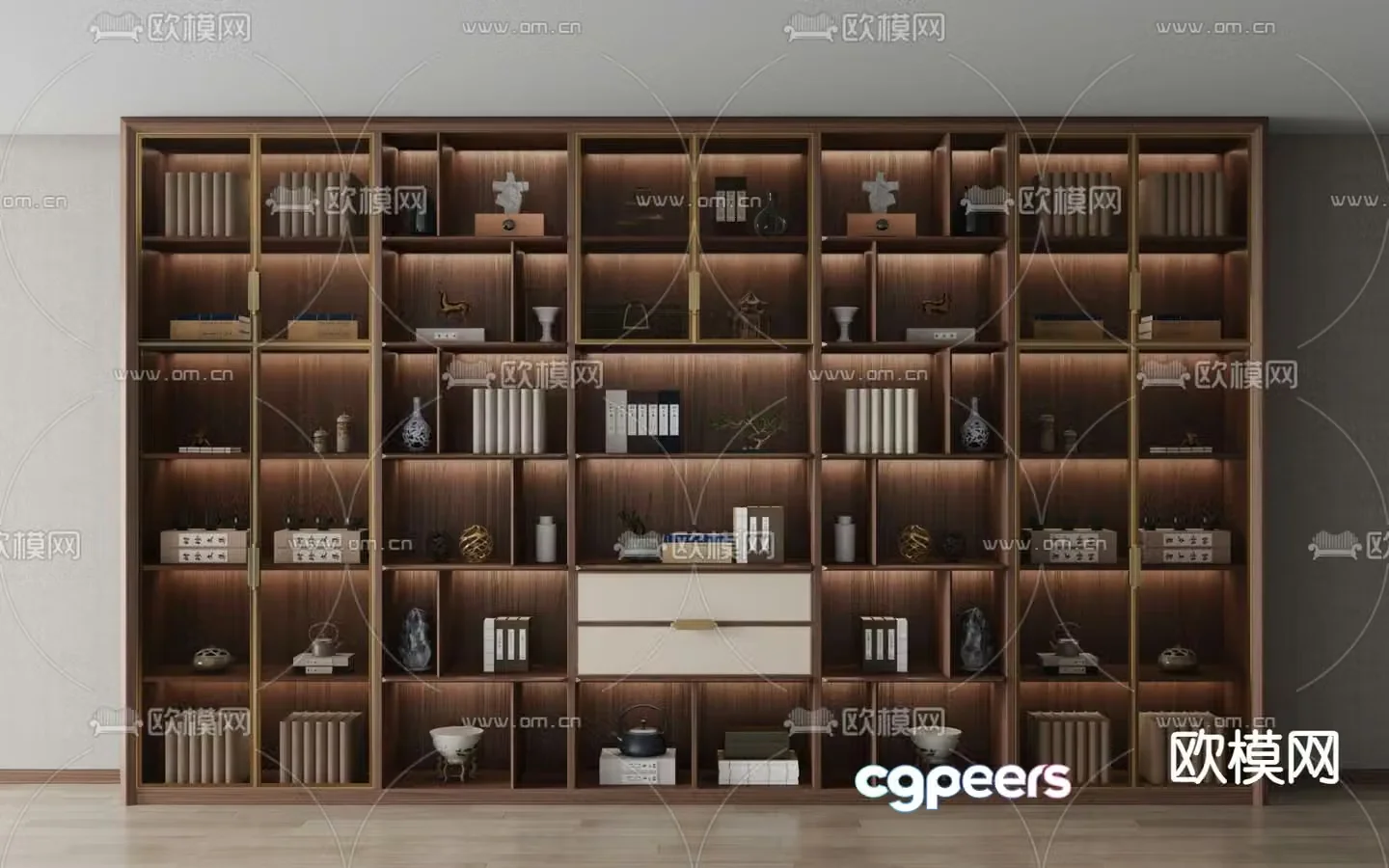 New Chinese style bookcase bookshelf 3d model