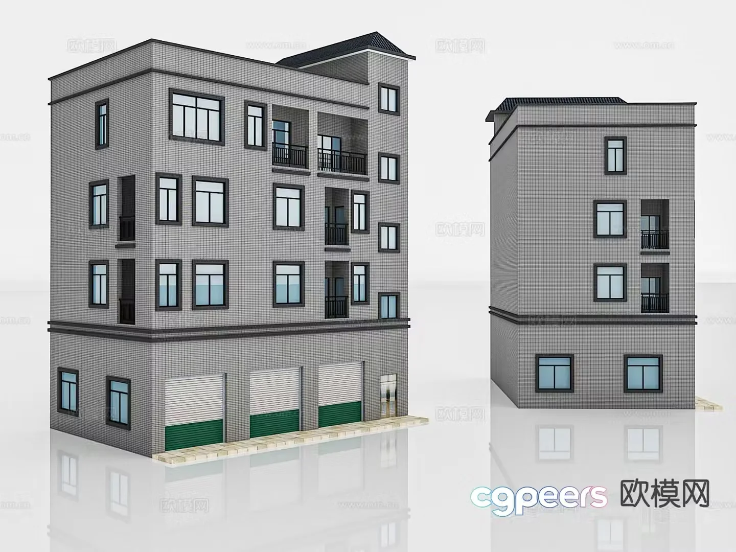 Multi-story residential building building house single building 3D model