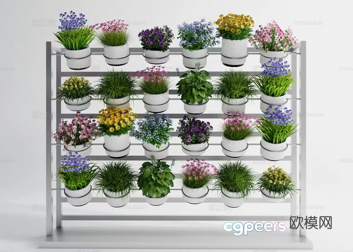 Floral small potted plant flower pot flower stand 3D model