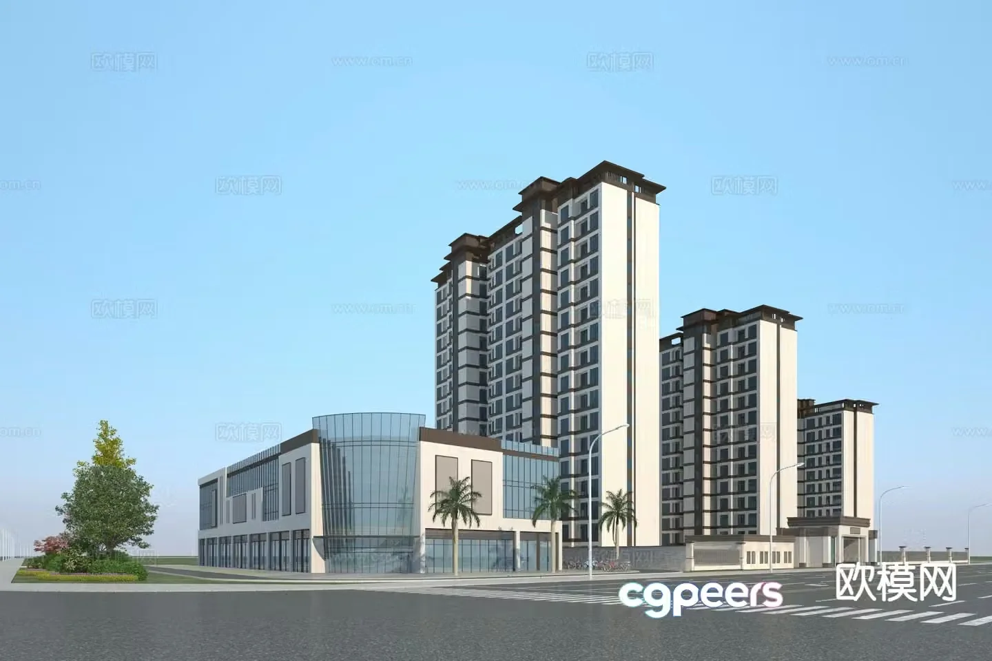 Multi-storey house exterior 3d model