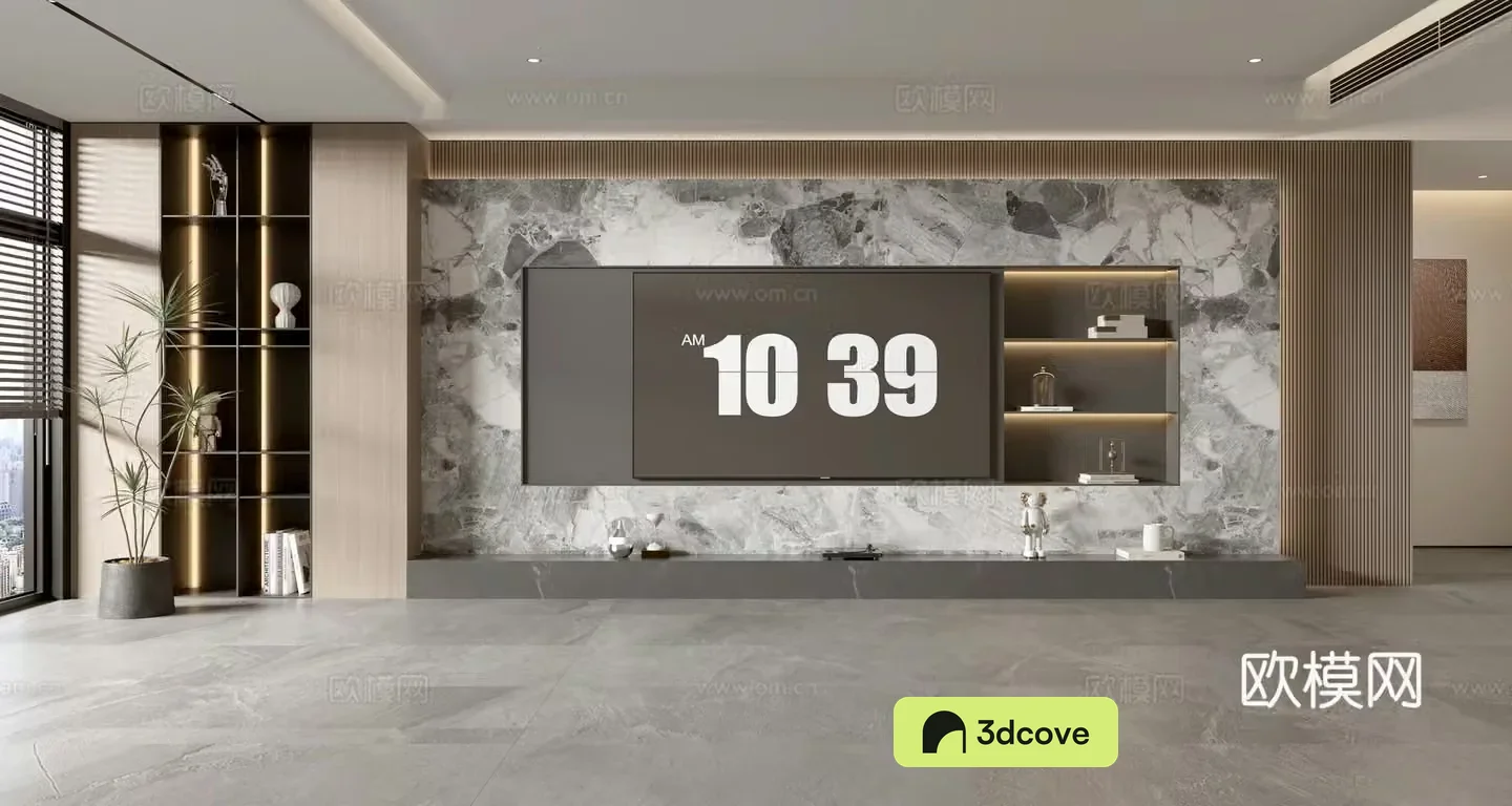 Light luxury TV background wall TV wall full wall TV cabinet