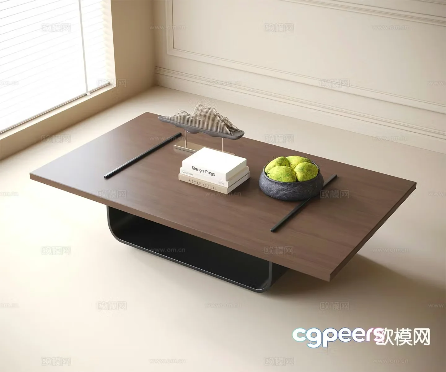 Medieval style solid wood coffee table 3D model