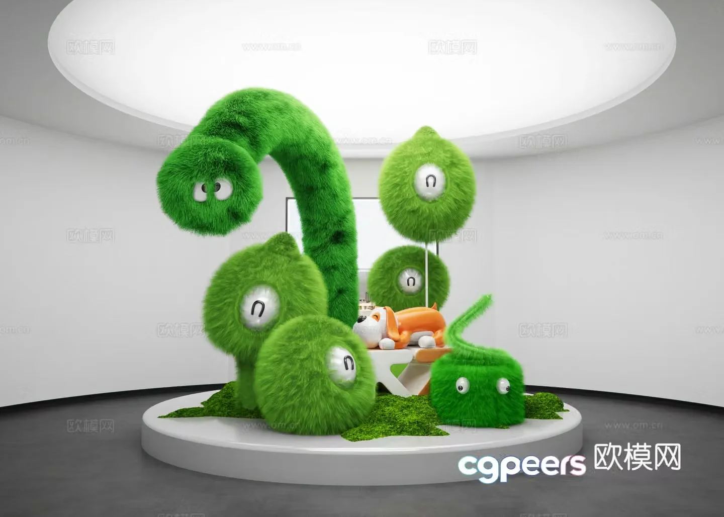 3D model of modern indoor plush sculpture display device
