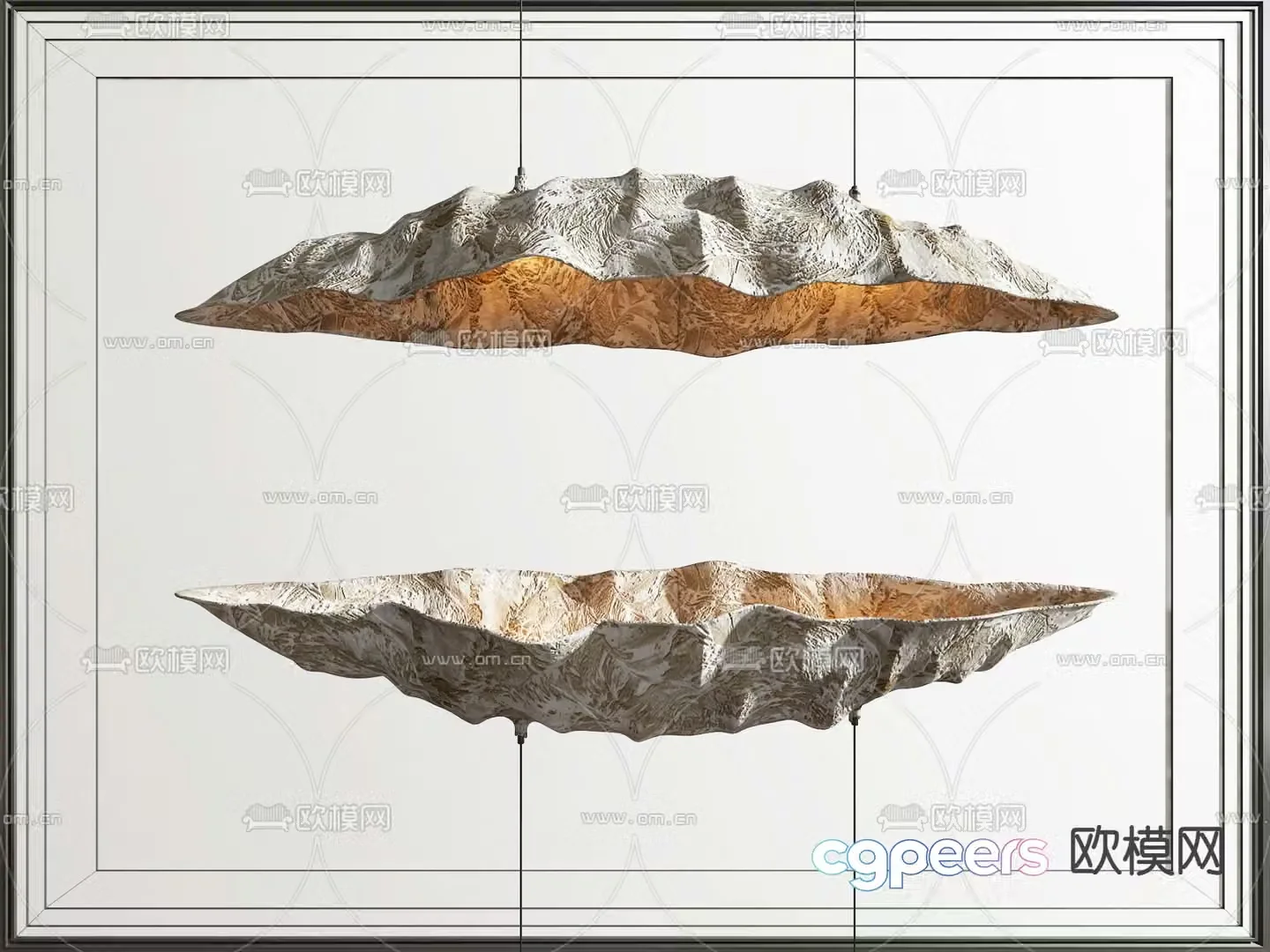 New Chinese-style snow mountain chandeliers special-shaped chandeliers long chandeliers 3D model